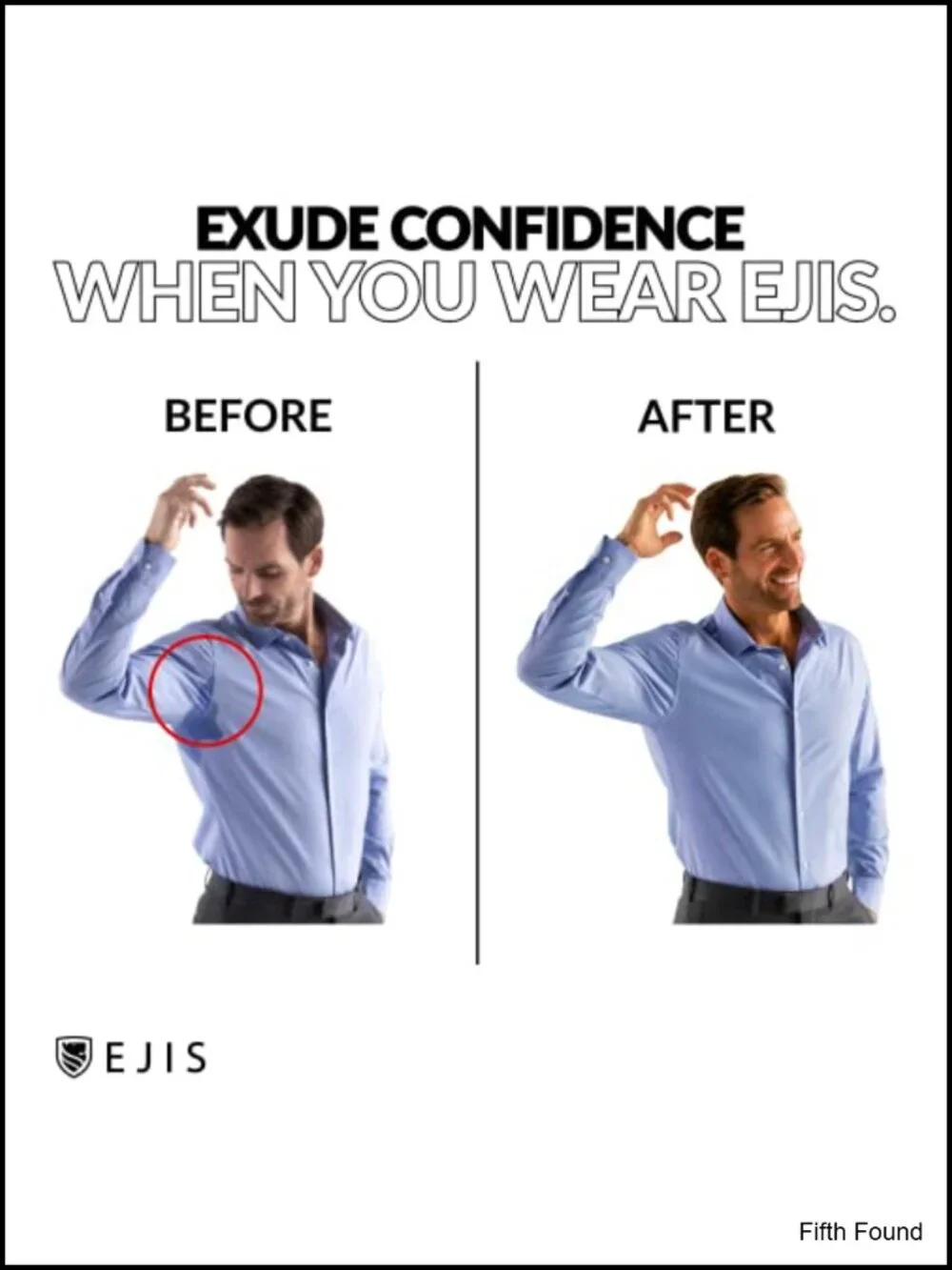 Ejis Men's Cotton V-Neck Undershirt with Sweat Pads, Odor Resistant, Classic Fit